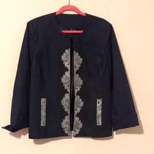 Elegant Black Embroidered Blazer